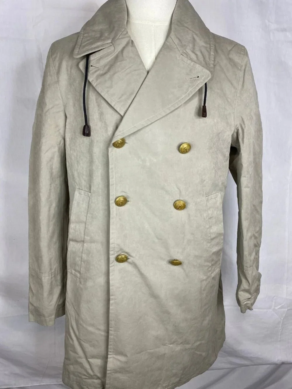 Sealup Mens Coat Beige Size XXL Genova Double Breasted Peacoat Goldtone Buttons